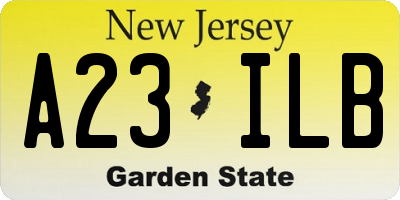 NJ license plate A23ILB