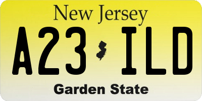 NJ license plate A23ILD