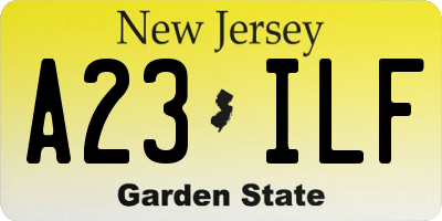 NJ license plate A23ILF