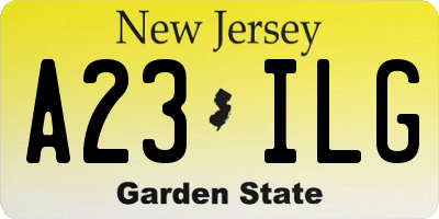 NJ license plate A23ILG