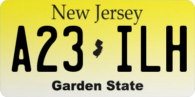 NJ license plate A23ILH