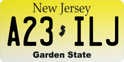NJ license plate A23ILJ