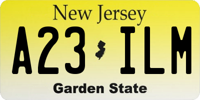 NJ license plate A23ILM
