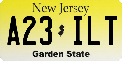NJ license plate A23ILT