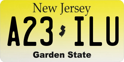 NJ license plate A23ILU