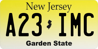 NJ license plate A23IMC