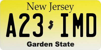NJ license plate A23IMD