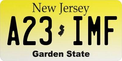 NJ license plate A23IMF