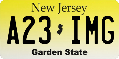 NJ license plate A23IMG
