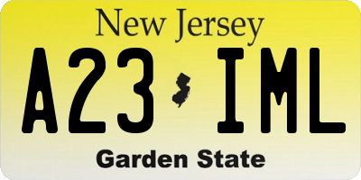 NJ license plate A23IML