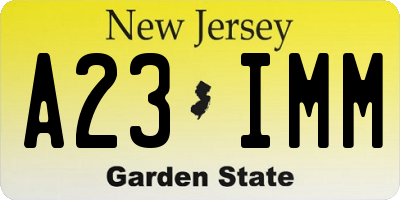 NJ license plate A23IMM