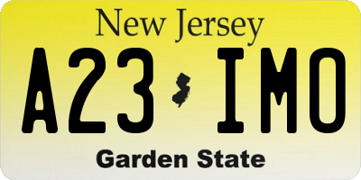 NJ license plate A23IMO