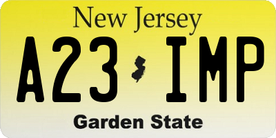 NJ license plate A23IMP