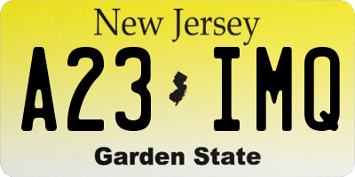 NJ license plate A23IMQ