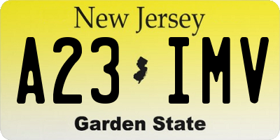 NJ license plate A23IMV