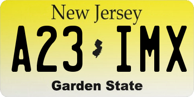 NJ license plate A23IMX
