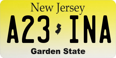 NJ license plate A23INA