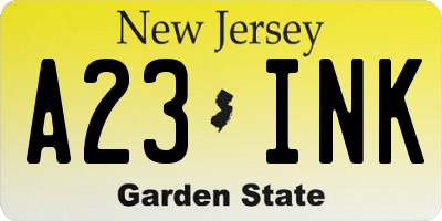NJ license plate A23INK