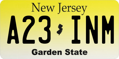 NJ license plate A23INM