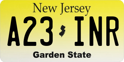 NJ license plate A23INR
