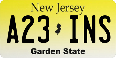 NJ license plate A23INS