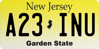 NJ license plate A23INU