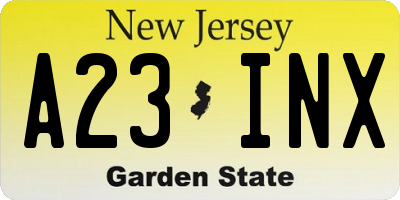 NJ license plate A23INX