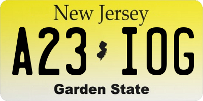 NJ license plate A23IOG