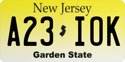 NJ license plate A23IOK