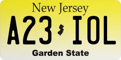 NJ license plate A23IOL