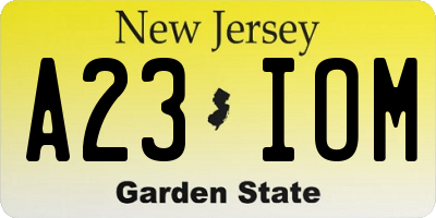 NJ license plate A23IOM