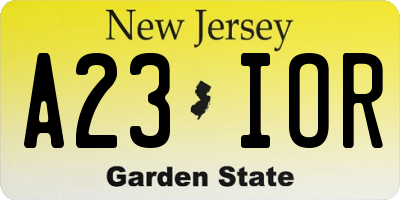 NJ license plate A23IOR