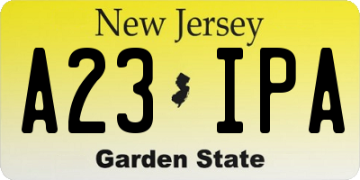 NJ license plate A23IPA