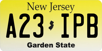 NJ license plate A23IPB