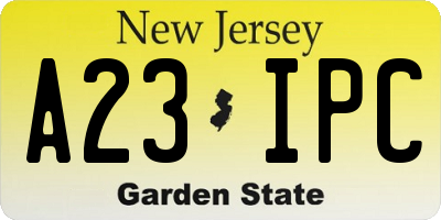 NJ license plate A23IPC