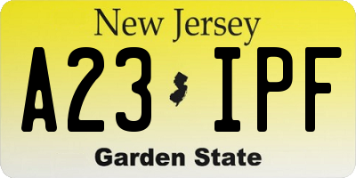 NJ license plate A23IPF