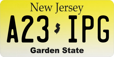 NJ license plate A23IPG