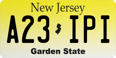 NJ license plate A23IPI
