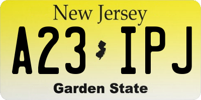 NJ license plate A23IPJ