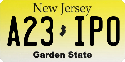 NJ license plate A23IPO