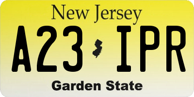 NJ license plate A23IPR
