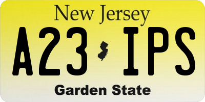 NJ license plate A23IPS