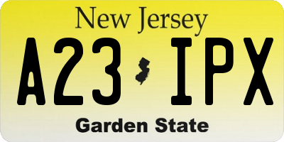 NJ license plate A23IPX