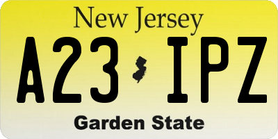 NJ license plate A23IPZ