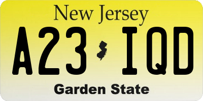 NJ license plate A23IQD