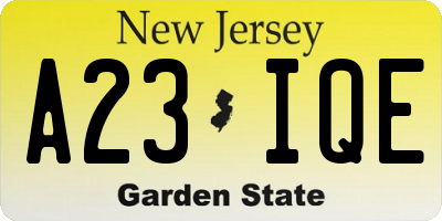 NJ license plate A23IQE