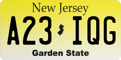 NJ license plate A23IQG