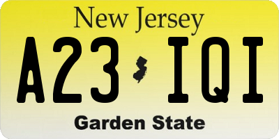 NJ license plate A23IQI