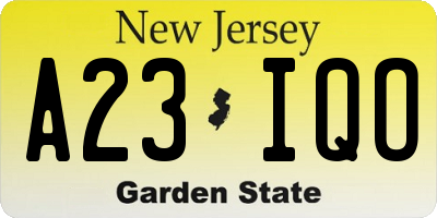 NJ license plate A23IQO
