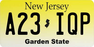 NJ license plate A23IQP